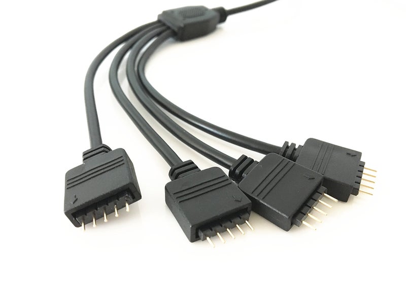 HUALAND 2pcs Pack Black 1 to 4 Splitter Cable Connection Cable 5 Pin Splitter Cable LED Strip Connector 4 Way Splitter Y Splitter for One to Two 5050 3528 RGBW LED Light Strip - Image 3